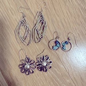 Sterling Silver Flower Earring Set